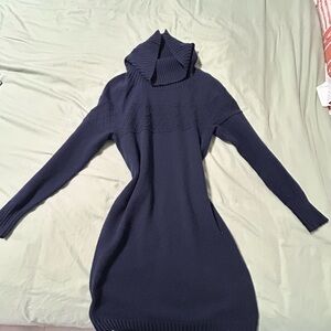 Xs Banana Republic Cotton vintage style Turtleneck Sweater Dress - Navy